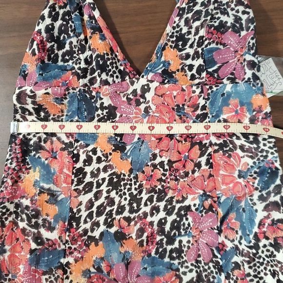 NEW NWT Free People Deep V-Neck Tie Back Sexy Floral Anumal Print Mini Dress XS - Picture 12 of 14